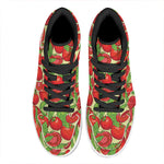 Hand Drawn Tomato Pattern Print High Top Leather Sneakers