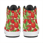 Hand Drawn Tomato Pattern Print High Top Leather Sneakers