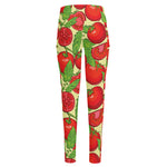 Hand Drawn Tomato Pattern Print High-Waisted Pocket Leggings