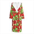 Hand Drawn Tomato Pattern Print Hooded Bathrobe