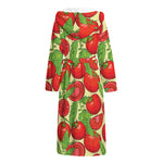 Hand Drawn Tomato Pattern Print Hooded Bathrobe