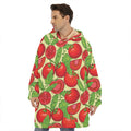 Hand Drawn Tomato Pattern Print Hoodie Blanket