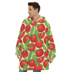 Hand Drawn Tomato Pattern Print Hoodie Blanket