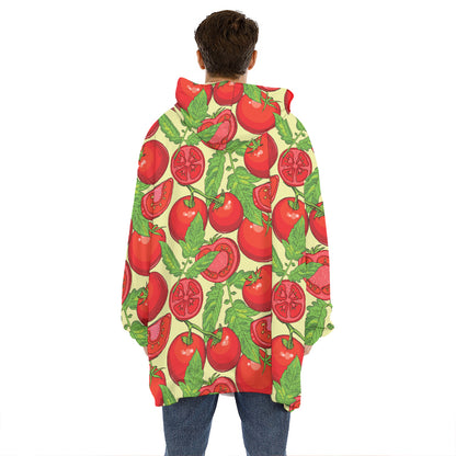 Hand Drawn Tomato Pattern Print Hoodie Blanket