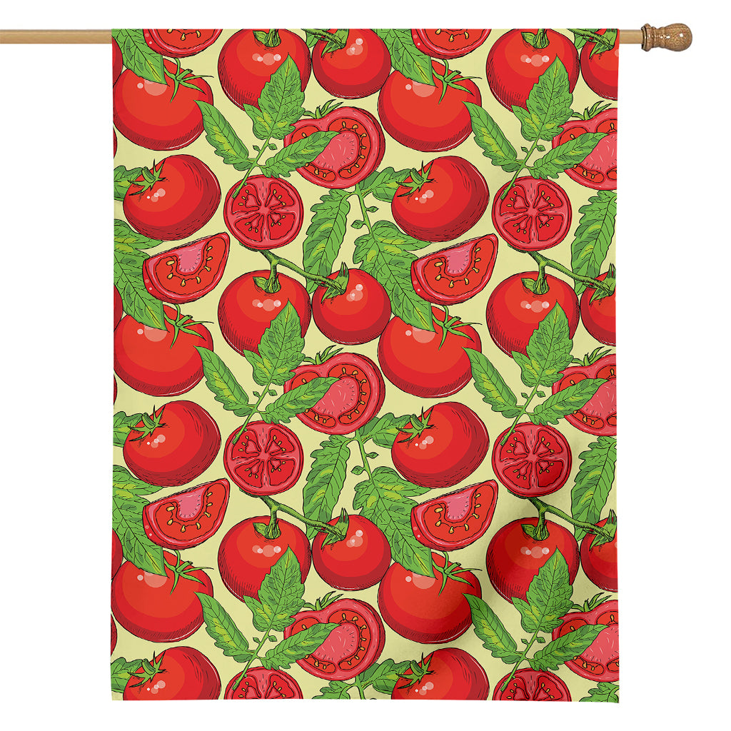 Hand Drawn Tomato Pattern Print House Flag