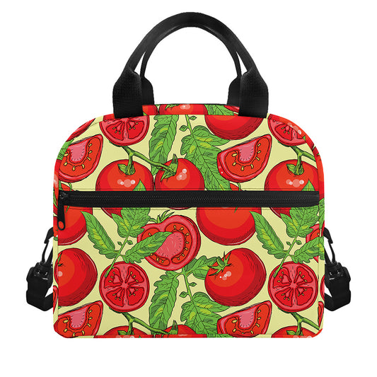Hand Drawn Tomato Pattern Print Insulated Lunch Bag