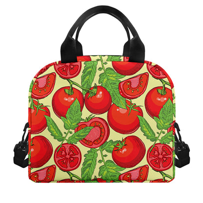 Hand Drawn Tomato Pattern Print Insulated Lunch Bag