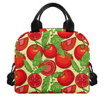 Hand Drawn Tomato Pattern Print Insulated Lunch Bag