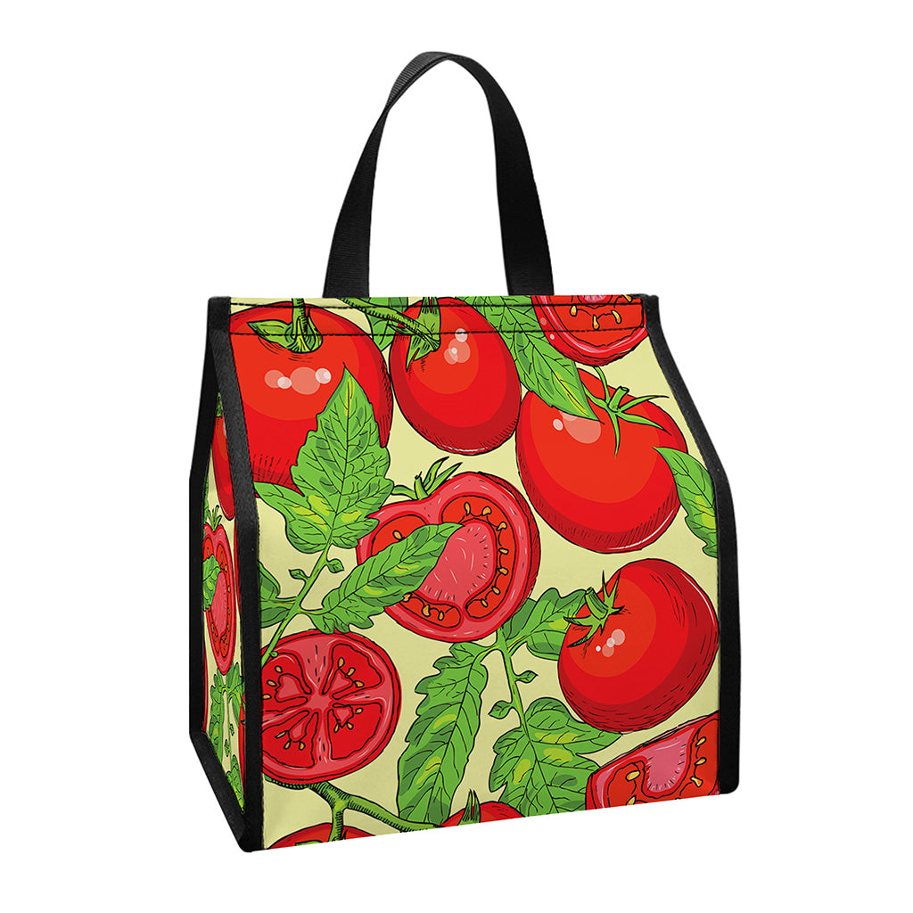 Hand Drawn Tomato Pattern Print Insulated Lunch Tote