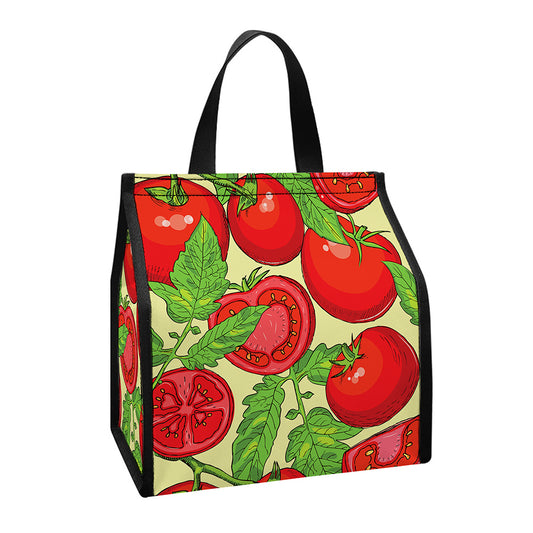 Hand Drawn Tomato Pattern Print Insulated Lunch Tote