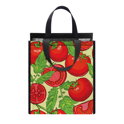 Hand Drawn Tomato Pattern Print Insulated Lunch Tote