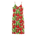 Hand Drawn Tomato Pattern Print Jersey Midi Cami Dress