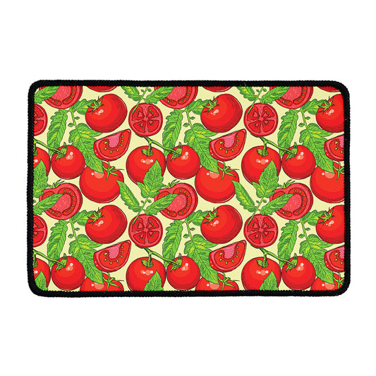 Hand Drawn Tomato Pattern Print Kitchen Mat
