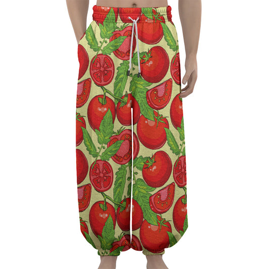 Hand Drawn Tomato Pattern Print Lantern Pants