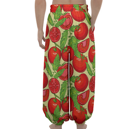 Hand Drawn Tomato Pattern Print Lantern Pants