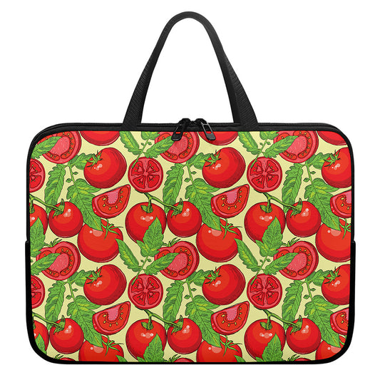 Hand Drawn Tomato Pattern Print Laptop Sleeve With Handle