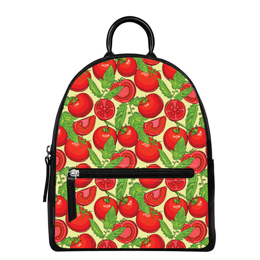 Hand Drawn Tomato Pattern Print Leather Backpack