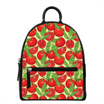Hand Drawn Tomato Pattern Print Leather Backpack