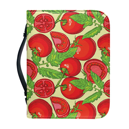 Hand Drawn Tomato Pattern Print Leather Bible Cover