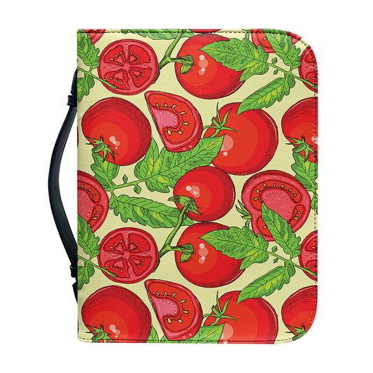 Hand Drawn Tomato Pattern Print Leather Bible Cover