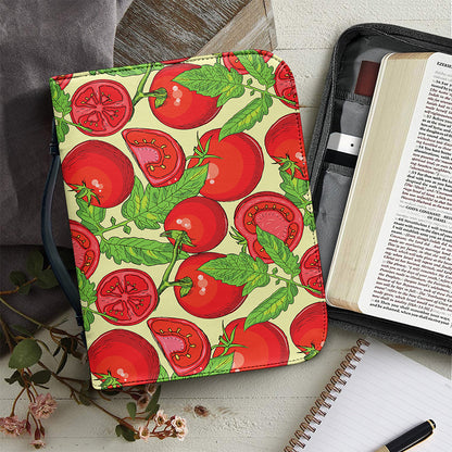 Hand Drawn Tomato Pattern Print Leather Bible Cover