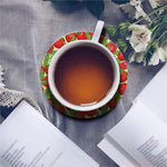 Hand Drawn Tomato Pattern Print Leather Coaster Set