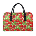 Hand Drawn Tomato Pattern Print Leather Duffel Bag