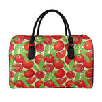 Hand Drawn Tomato Pattern Print Leather Duffle Bag