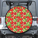 Hand Drawn Tomato Pattern Print Leather Spare Tire Cover