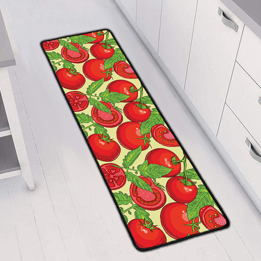 Hand Drawn Tomato Pattern Print Long Kitchen Mat
