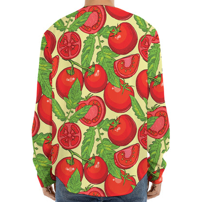 Hand Drawn Tomato Pattern Print Long Sleeve Baseball Jersey