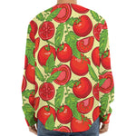Hand Drawn Tomato Pattern Print Long Sleeve Baseball Jersey