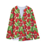 Hand Drawn Tomato Pattern Print Long Sleeve Short Coat