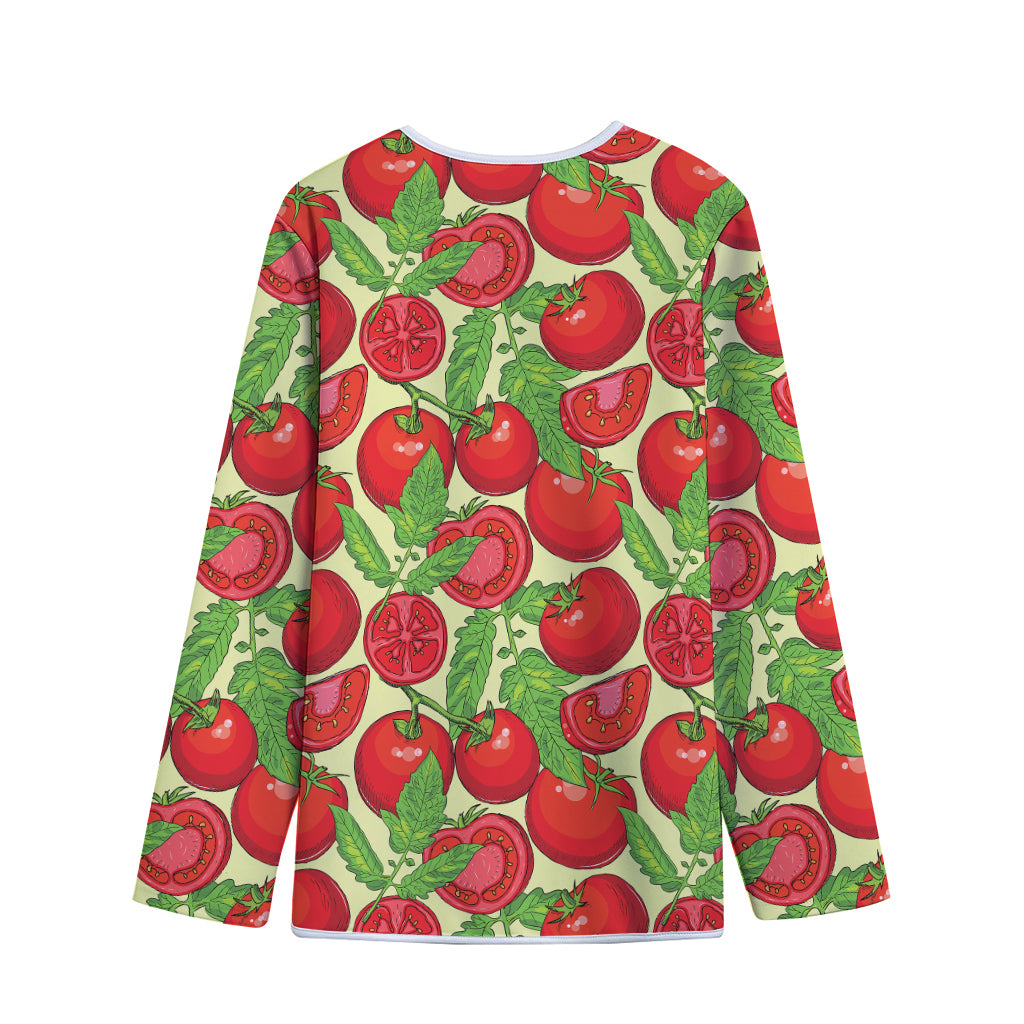 Hand Drawn Tomato Pattern Print Long Sleeve Short Coat