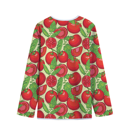 Hand Drawn Tomato Pattern Print Long Sleeve Short Coat