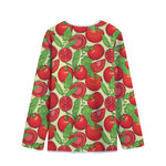 Hand Drawn Tomato Pattern Print Long Sleeve Short Coat