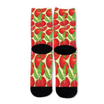 Hand Drawn Tomato Pattern Print Long Socks