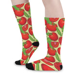 Hand Drawn Tomato Pattern Print Long Socks