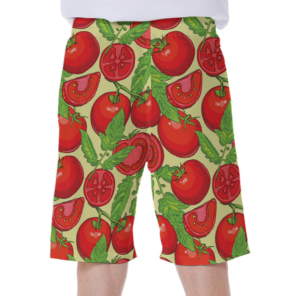 Hand Drawn Tomato Pattern Print Men's Beach Shorts