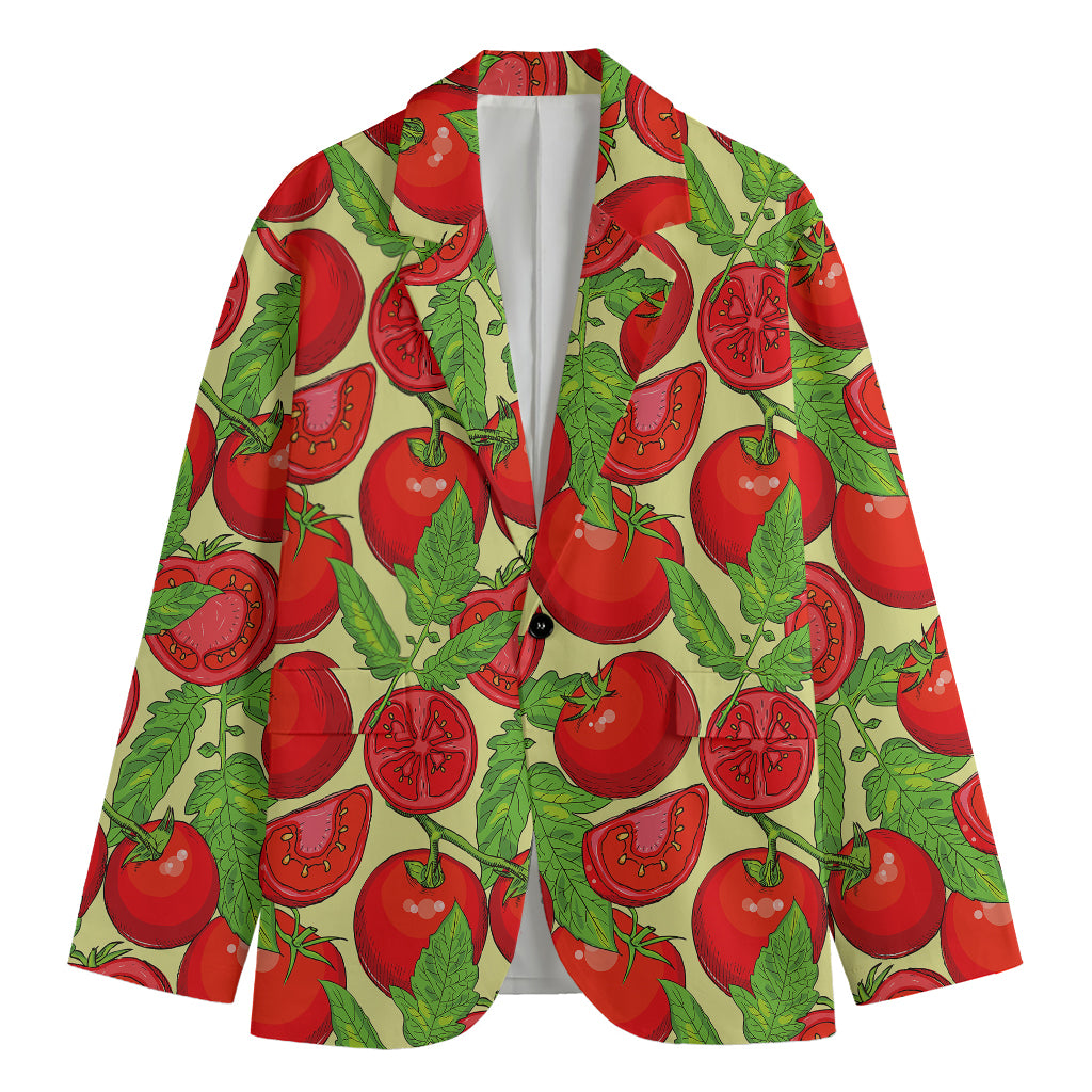 Hand Drawn Tomato Pattern Print Men's Blazer