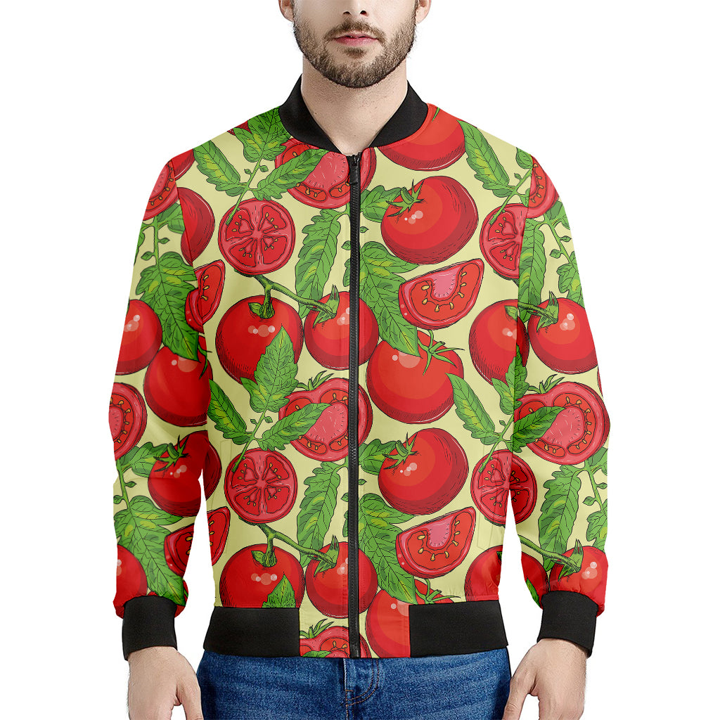 Hand Drawn Tomato Pattern Print Men's Bomber Jacket