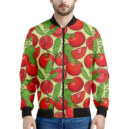 Hand Drawn Tomato Pattern Print Men's Bomber Jacket