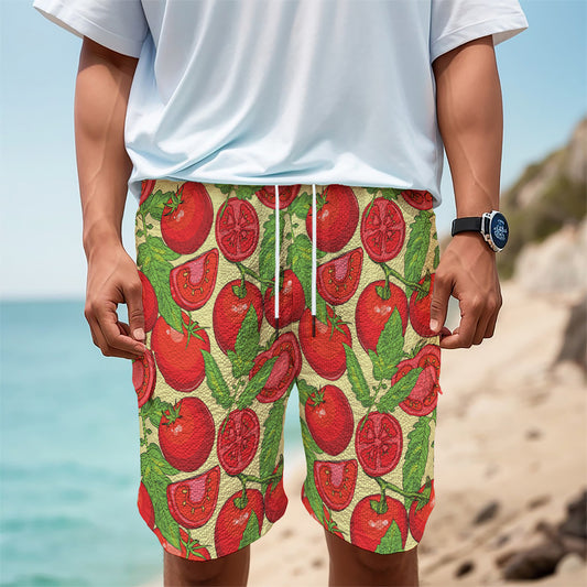 Hand Drawn Tomato Pattern Print Men's Cargo Shorts
