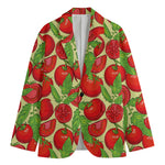 Hand Drawn Tomato Pattern Print Men's Cotton Blazer