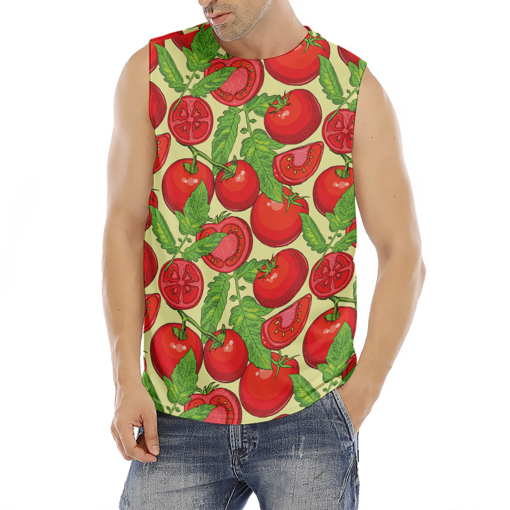 Hand Drawn Tomato Pattern Print Men's Fitness Tank Top