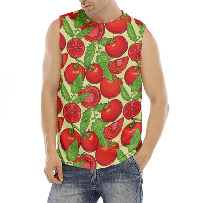 Hand Drawn Tomato Pattern Print Men's Fitness Tank Top