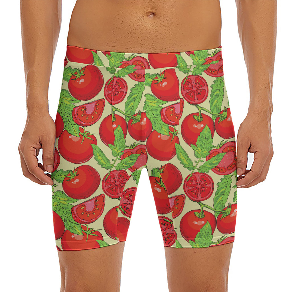Hand Drawn Tomato Pattern Print Men's Long Boxer Briefs