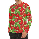 Hand Drawn Tomato Pattern Print Men's Long Sleeve Rash Guard