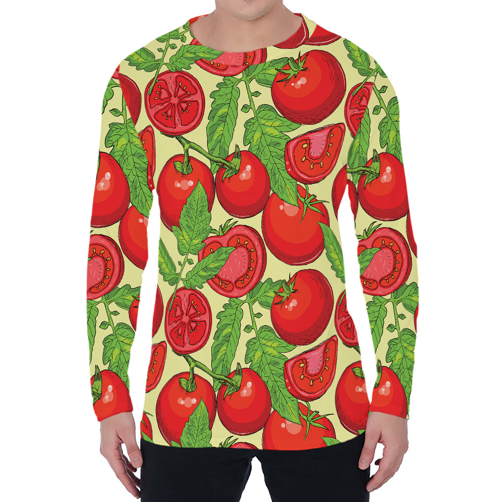 Hand Drawn Tomato Pattern Print Men's Long Sleeve T-Shirt