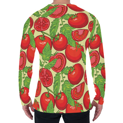 Hand Drawn Tomato Pattern Print Men's Long Sleeve T-Shirt